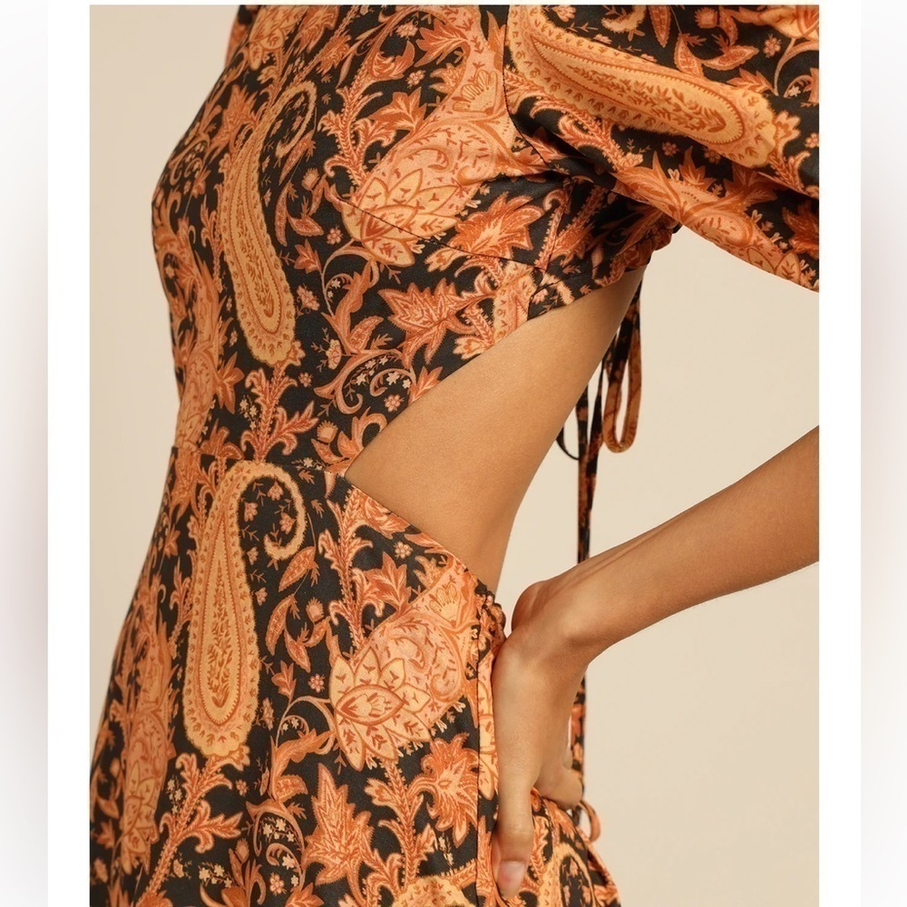 NWT Charlie Holiday X Free People Flores Burnt Paisley Midi Dress. Size 2 (XS). - Picture 5 of 11